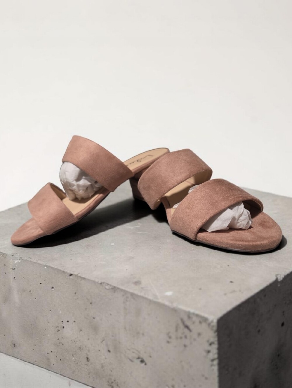 Lulu's Blush Pink Suede Slide Sandals